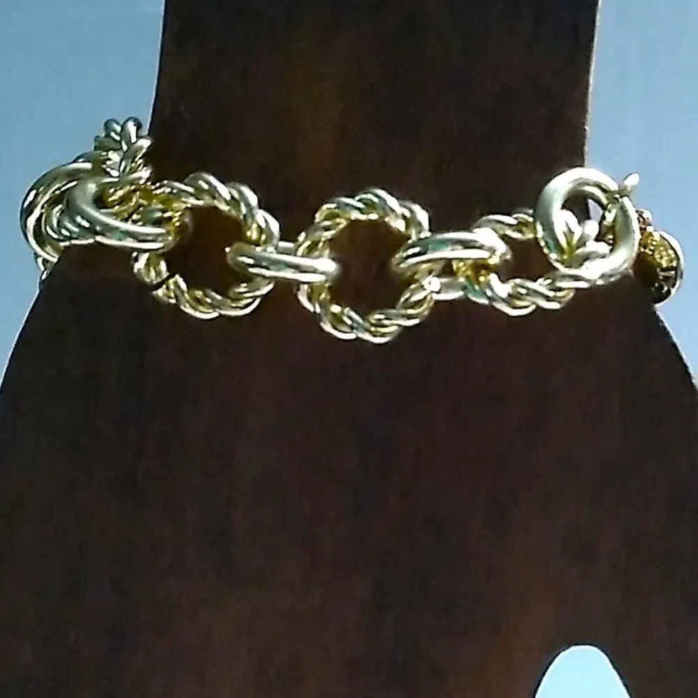 J.Crew Gold-Tone Chain Link Bracelet 8 inch Statement Jewelry Designer